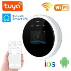 Умный датчик утечки газа Tuya, Wi-Fi датчик с функцией температуры и ЖК-дисплеем, работает с приложением Smart Life