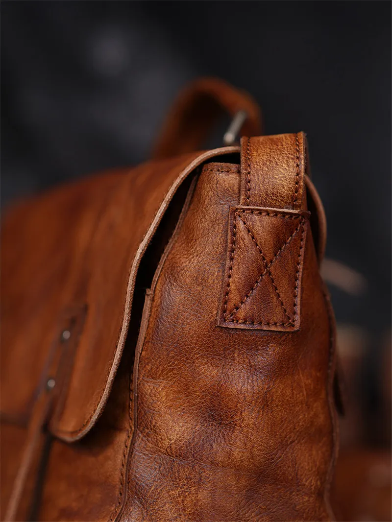 Vintage high-quality natural genuine leather men's briefcases business work organizer real cowhide handbag travel messenger bag