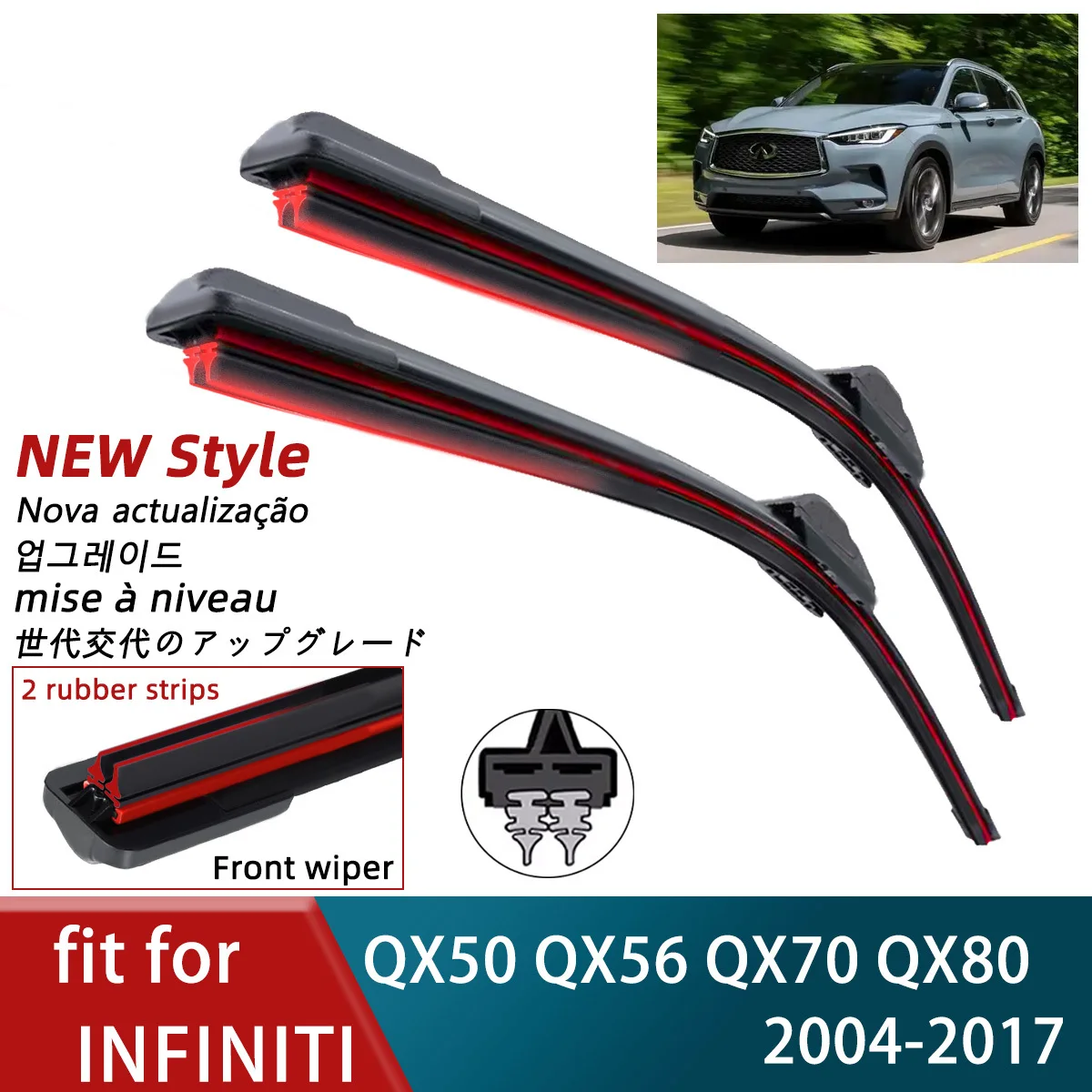 

Двойной резиновый автомобильный дворник для INFINITI QX50 QX56 QX70 QX80, щетки для переднего стекла, резак, аксессуары, дворники