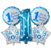 baby boy girl 1st birthday party foil balloons set pink blue number foil balloons kids first birthday party decoration supplies