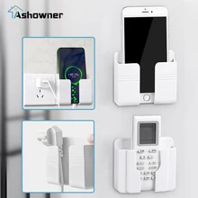 Wall Mounted Organizer USB Charging Stand Rack Air Conditioner TV Remote Control Storage Box Mobile Phone Plug Wall Holder