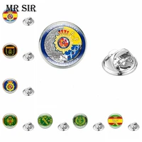 spanish police badge espa%c3%b1a guardia civil el honor es mi divisa brooches glass cabochon stainless steel lapel pins jewelry gifts