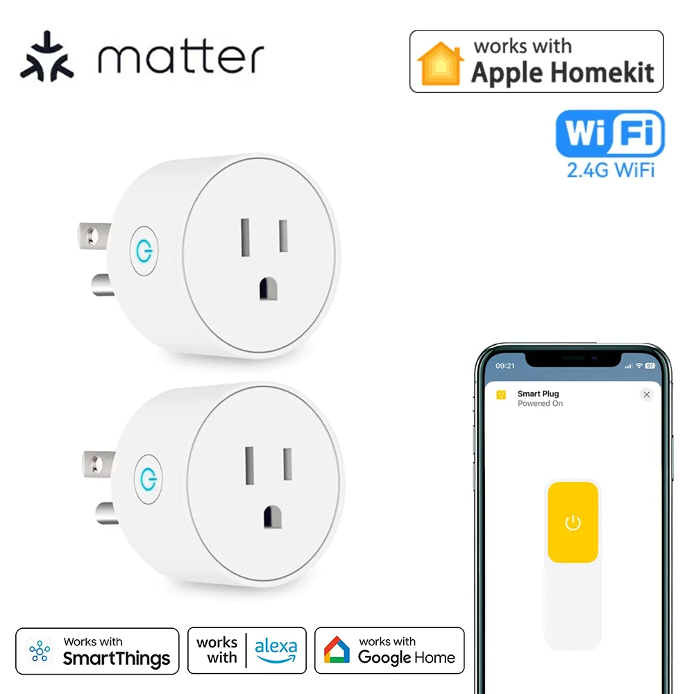 Matter Smart Plug США Mini Wi-Fi Socket 10A Розетка для бытовой техники Приложение Дистанционное