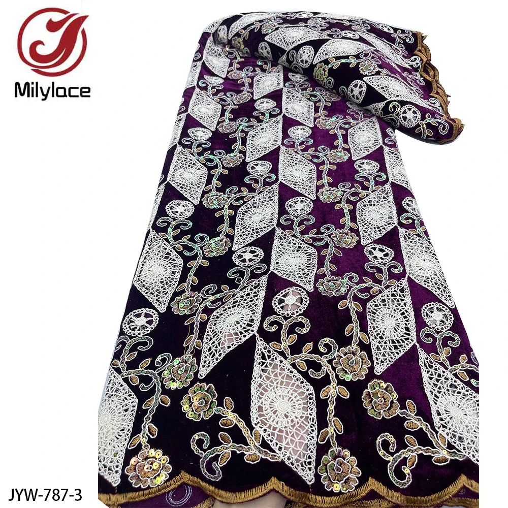 Искусственная ткань изящная мягкая бархатная кружевная с вышивкой для женского