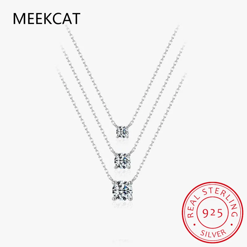 1/2/3/5 карат круглой огранки D Moissainte бриллиантовый кулон ожерелье с 4 когтями