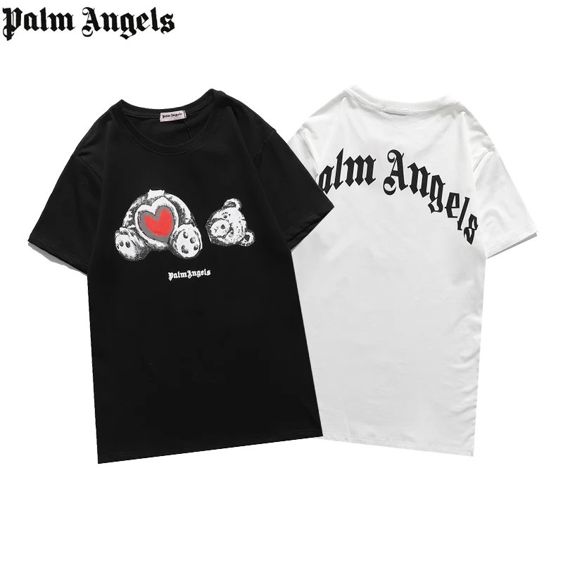 

Palm Angels 21SS Letter Logo PA Loose CasualRound Neck Short Sleeve T-shirt Broken Bear MenWomen Lovers Couple Style E93