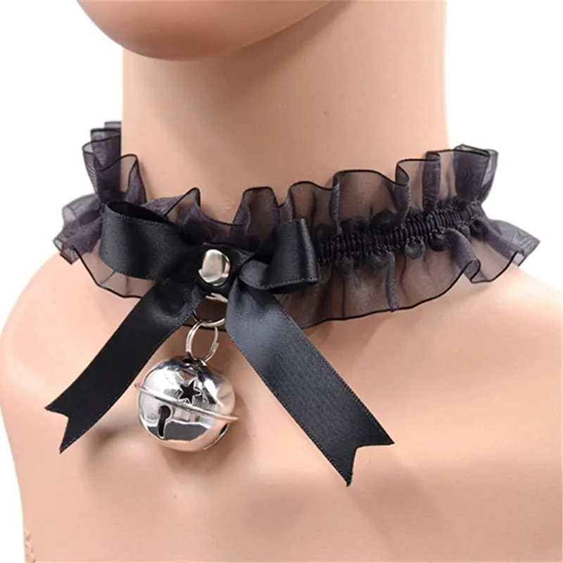 Women's Cute Collar Gothic Simple Sexy Lace Lovely Pendant Bow Knot Bell Choker Necklace Neck Dress Girls Party  Jewelry