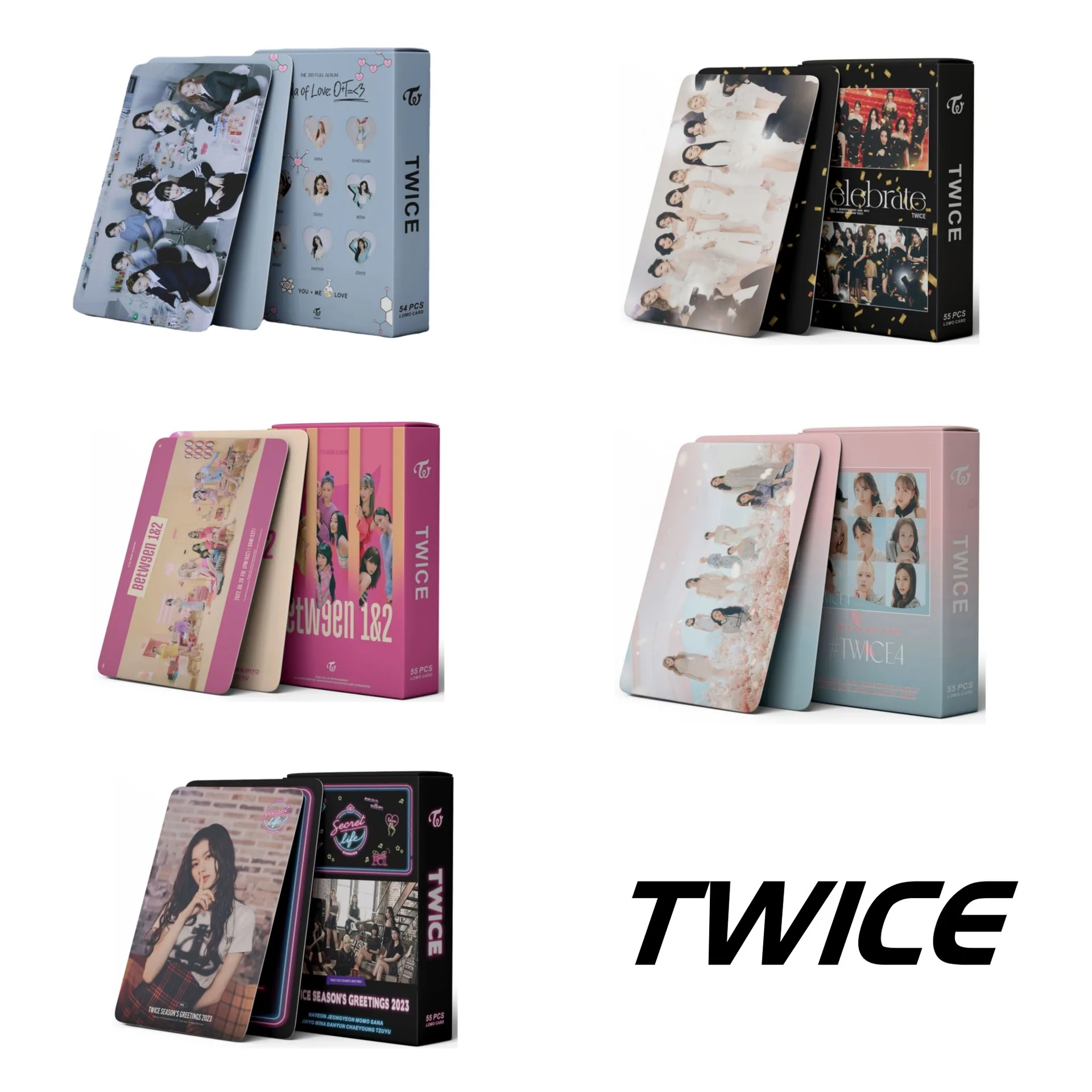 

55Pcs/Set Kpop Twice Album CELEBRATE Season's Greetings 2023 Between Lomo Cards HD Photo Print Cards Pictures for Fans Gifts