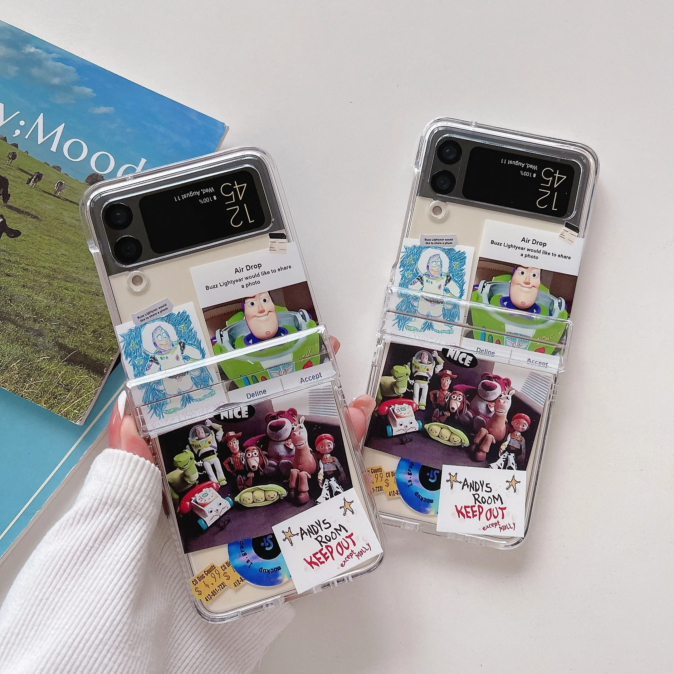 

Cartoon Disney Toy Story With 3D Bracket Phone Case For Samsung Galaxy Cover ZFlip3 ZFlip4 5G Anti-drop Soft Back Cover Gift