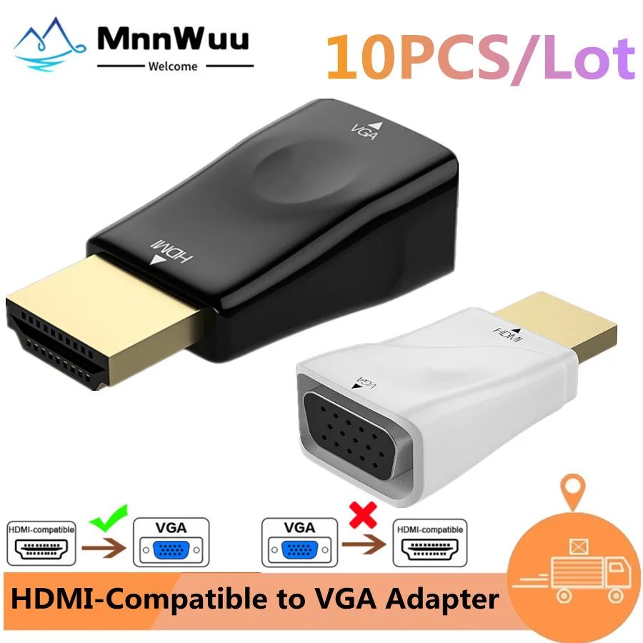 

1080P 10 шт. HDMI-совместимый к VGA Кабель преобразователь HD папа к VGA мама преобразователь адаптер цифровой аналоговый для планшета ноутбука ПК