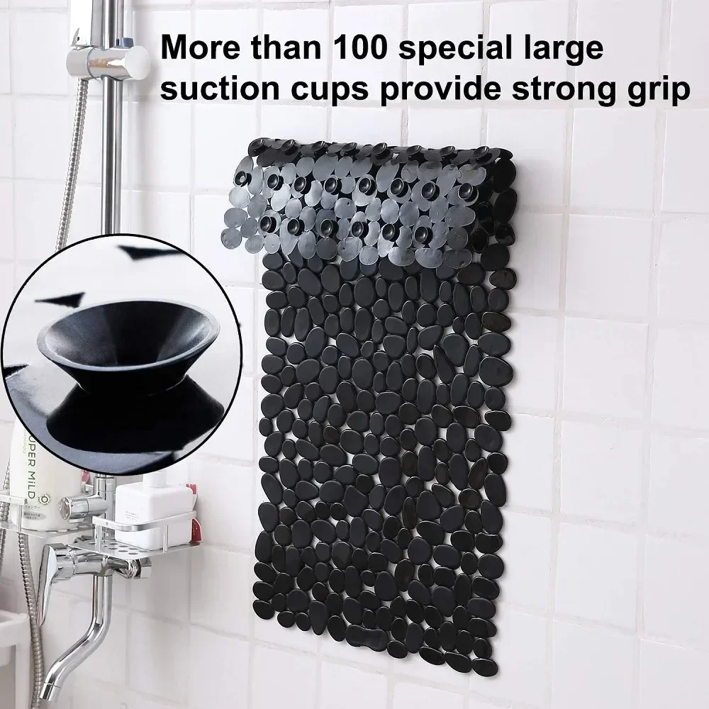 

Drain Suction Mat Shape Bathroom Shower Tub Bath Non-slip Pebble Machine For Holes Washable Bathtub With Cups Mats