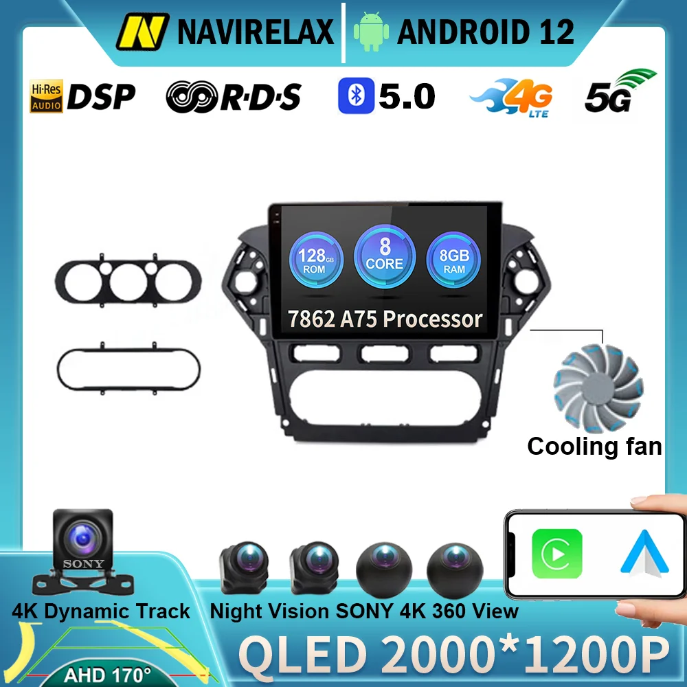 

Автомагнитола на Android 12 для Ford Mondeo 4 mk4 2010 - 2013 2014 Carplay Автомобильная Мультимедийная система GPS-навигация Авторадио QLED DSP WIFI