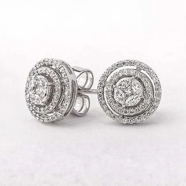 

Luxury Round Cubic Zirconia Stud Earrings for Women Valentines Day Gift Bride Wedding Earrings Anniversary Aesthetic Jewelry
