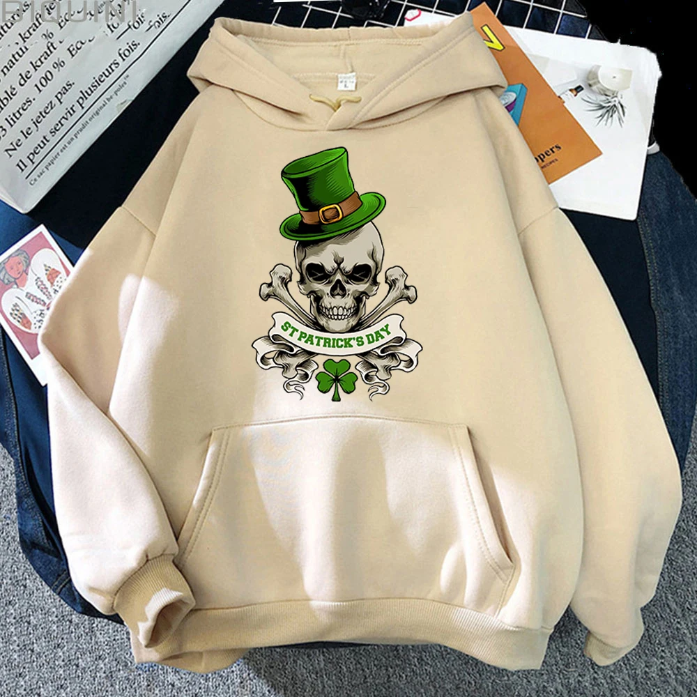 

Skull-character-st-patrick-day Print Hoodie Women Autumn Long Sleeve Oversize Sweatshirt Women Casual Blouse Pullover Sudaderas