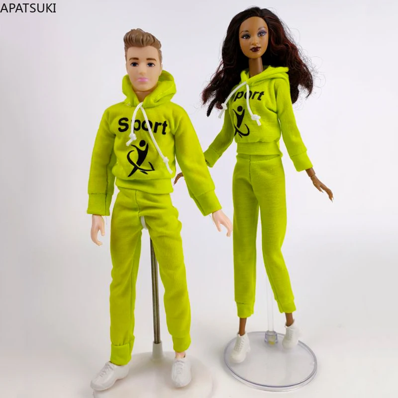 Зеленая парная Спортивная одежда для влюбленных комплект одежды куклы Барби