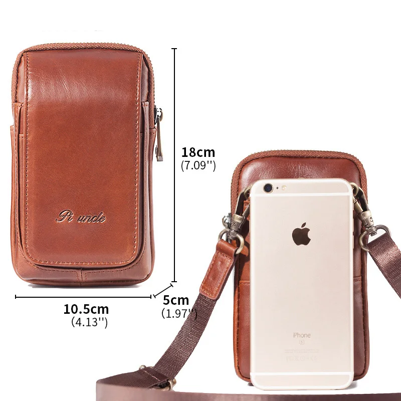 Genuine Leather Men Fanny Packs Waist Bag Belt Bum Leg Hip Packs for Male Shoulder Crossbaody Bags Outdoor Phone Wallet Pouch