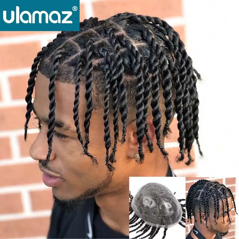 Твист-косички парик для мужчин непослушный мужской протез волос вязанные