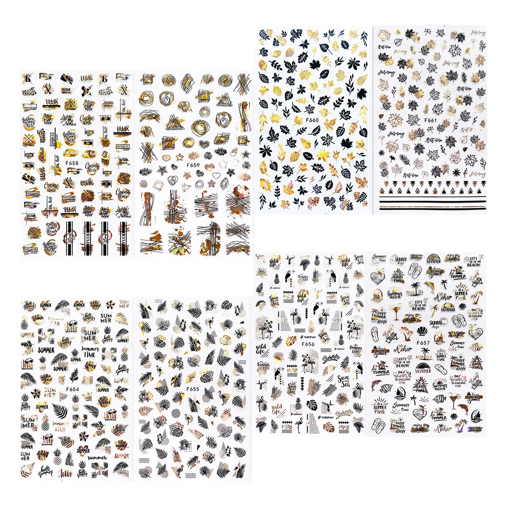 

8 Sheets Nail Tattoos Decal Self Adhesive Manicure Pedicure Nail Tattoos Sticker