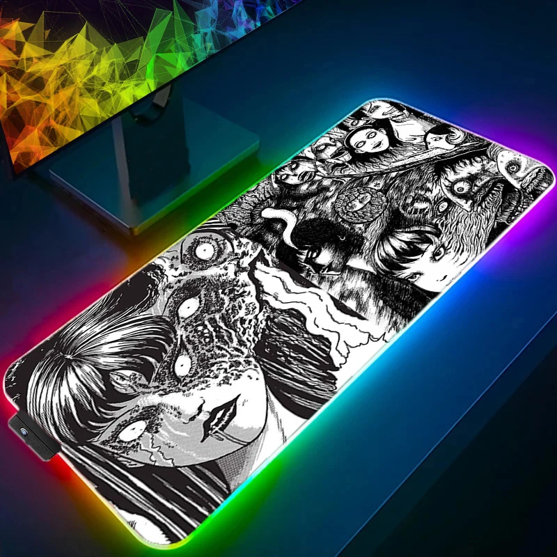 

Большой резиновый коврик для мыши Junji Ito Tees с ужасным рисунком, офисный прочный Настольный большой коврик для мыши для ноутбука, Лидер продаж...