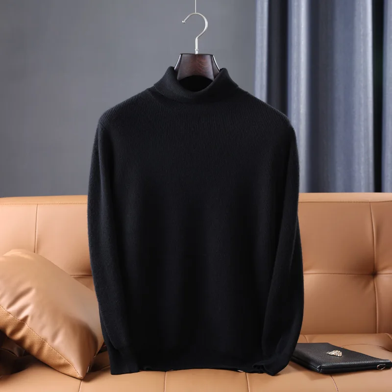 New Men's Autumn And Winter 100% Australian Wool Casual Business High-End Fashion High-Neck Sweater Wholesale On Behalf Of