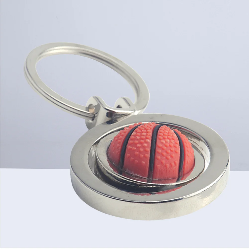 

Rotating Basketball Pendant Keyring Creative Metal Keychain Cool Sports Car Keyring Handbag Phone Pendant Gift