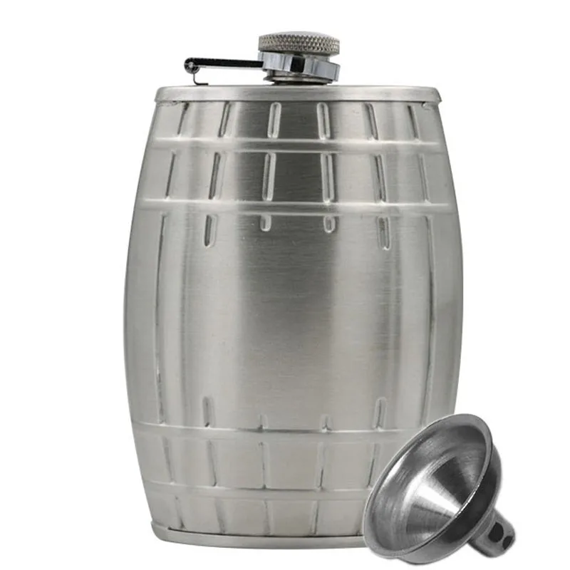 

6 Oz 180ML Hip Flasks Stainless Steel Barrel Shaped Liquor Alcohol Frosted Portable Whiskey Bottle with a Funnel Drinkware B649