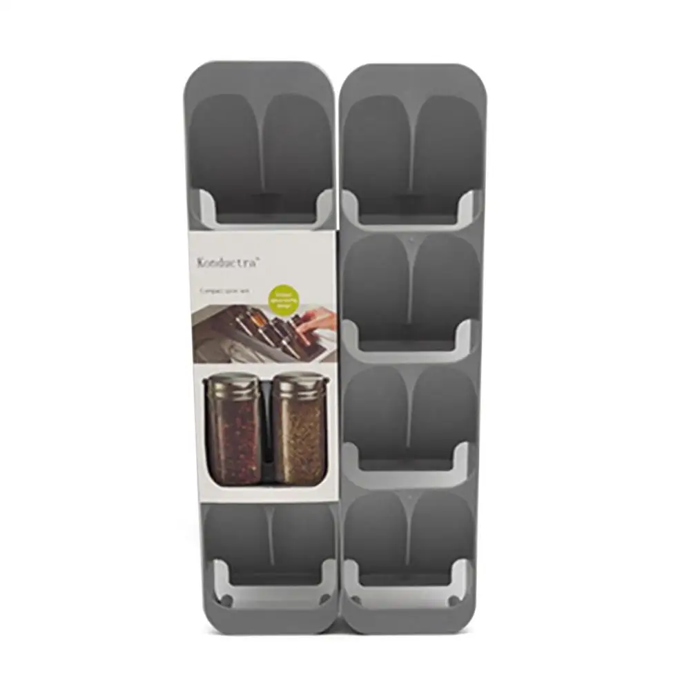 

Hot Sale Eight Slots Drawer Condiment Seasoning Bottle Storage Holder Kitchen 8 Grid Crucible Storage Organizer Condiment Tank