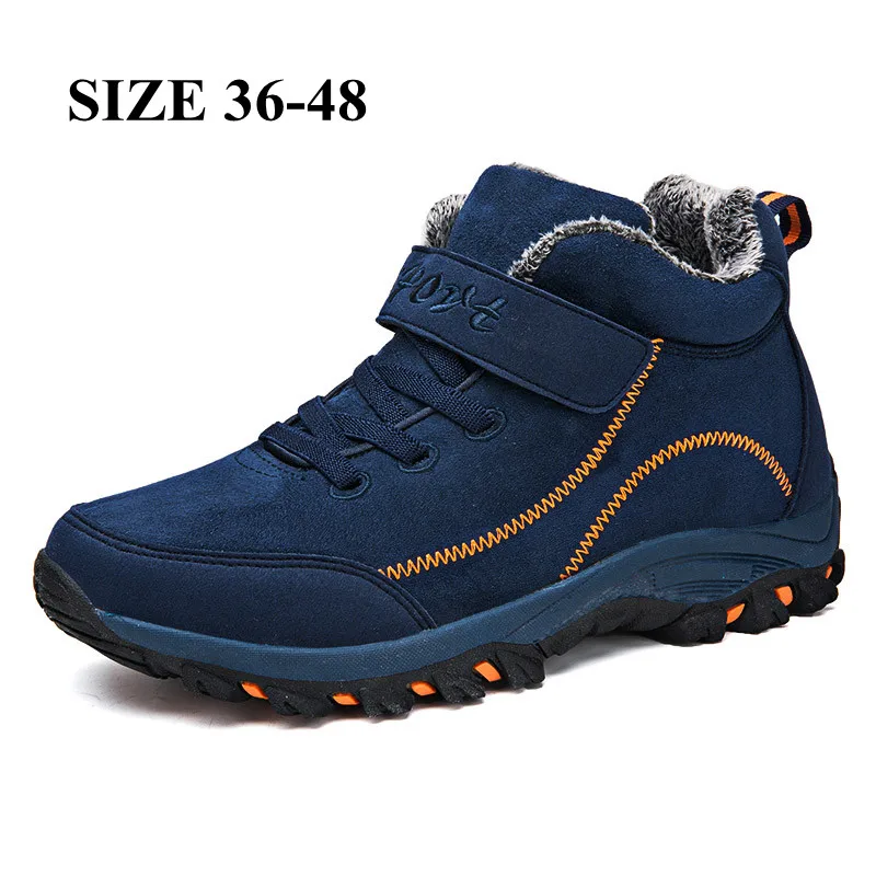 

Winter Men's Boots Wool Warm Snow Women's Boots Men's Winter Work Casual Shoes Waterproof Sneakers High-Top Ankle Boots