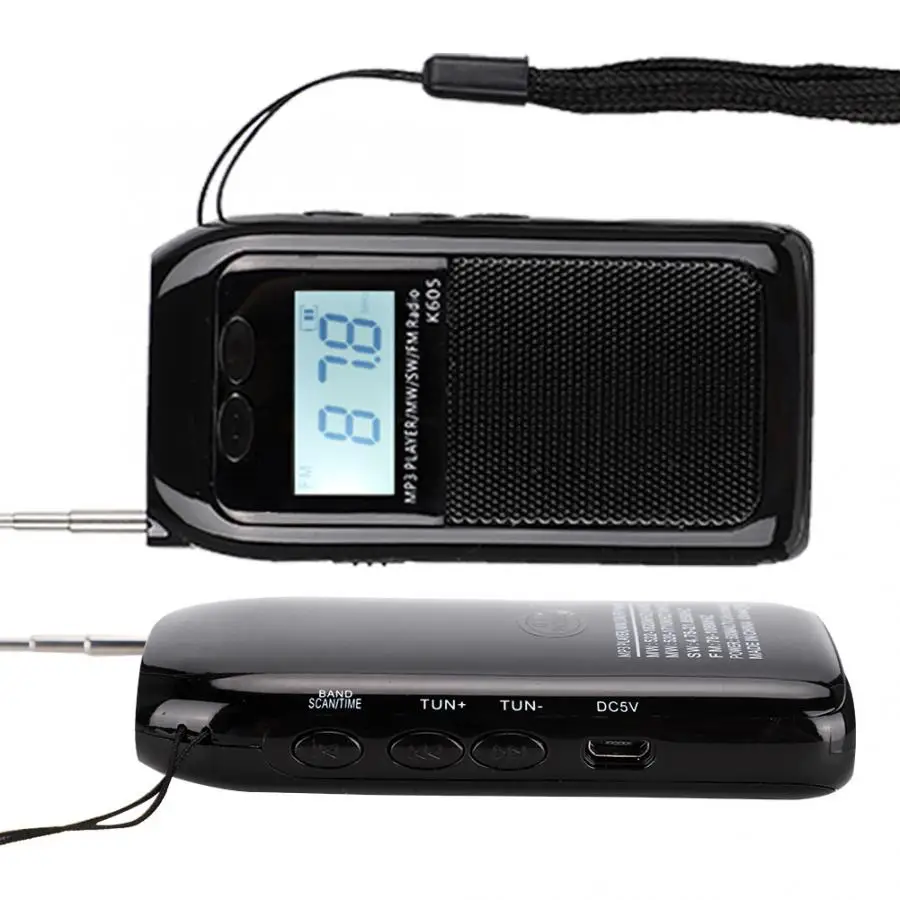 Мини FM-радио карманный FM MW радиоприемник Цифровая настройка стерео MP3