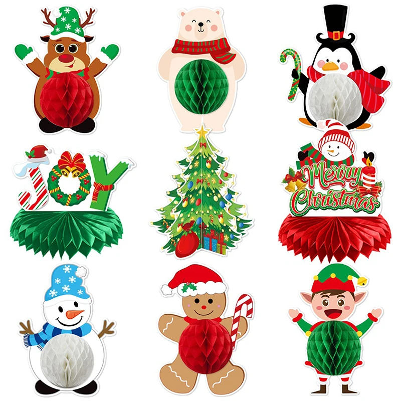 9 шт. украшения для рождественской вечеринки сотовые центральные элементы столов