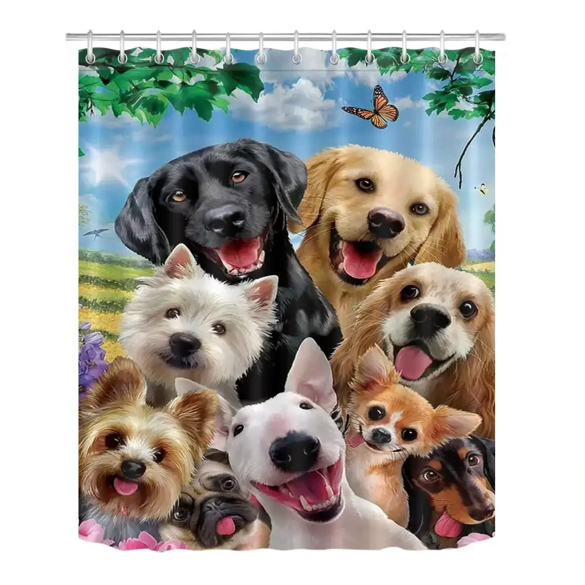 Занавеска для ванной из водонепроницаемой полиэстерной ткани с 3D цифровой