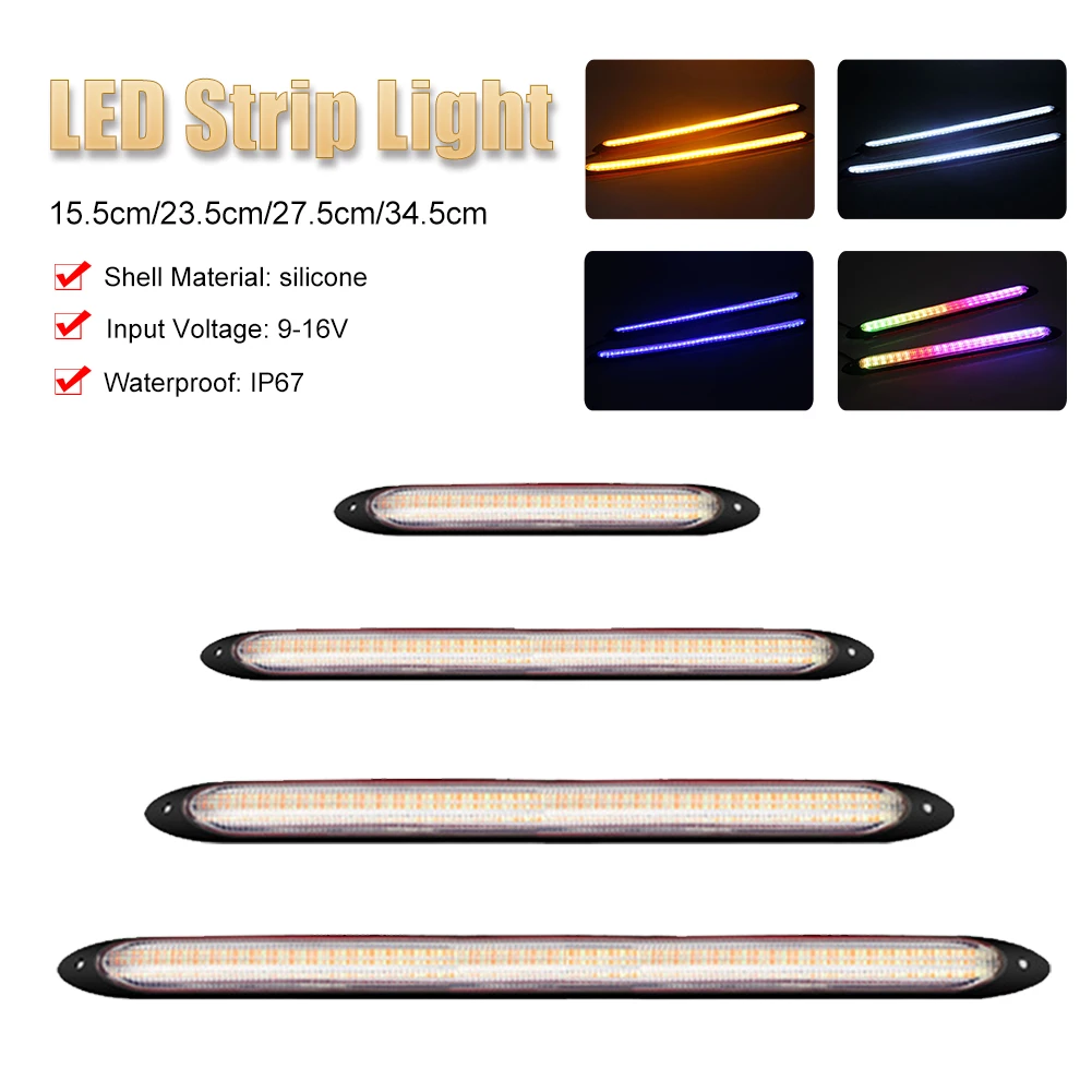 

New Flexible DRL LED Strip White Turn Signal Light Car Daytime Running Light Auto Headlights Waterproof Yellow Brake Flow Lamps