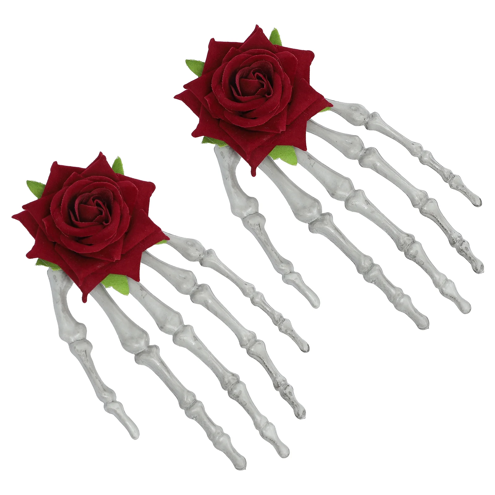 

2Pcs Plastic Hand Skeleton Hair Clip Hand Bone Clips Flower Hairpin