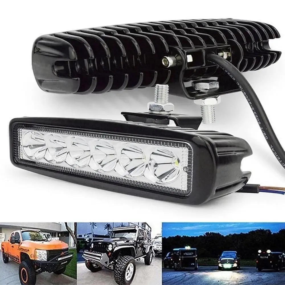 Купи 6LED 18W Work Light Bar DRL Driving Fog Spot Lamp For Offroad Car Truck LED Headlights LED Work Light Spotlight Y4H8 за 101 рублей в магазине AliExpress