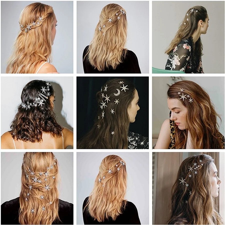 Женская заколка для волос Star Стразы Винтажная с Луной и звездами свадебные