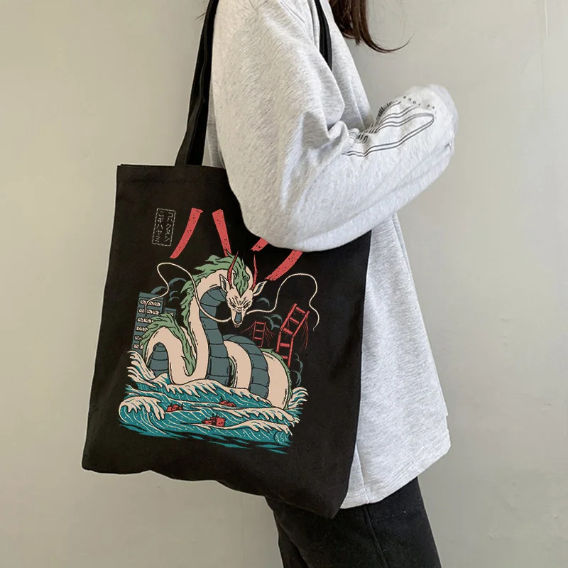 Женская сумка в стиле Харадзюку, забавный графический Тоторо Миядзаки, Дамский саквояж на плечо в стиле аниме 90-х
