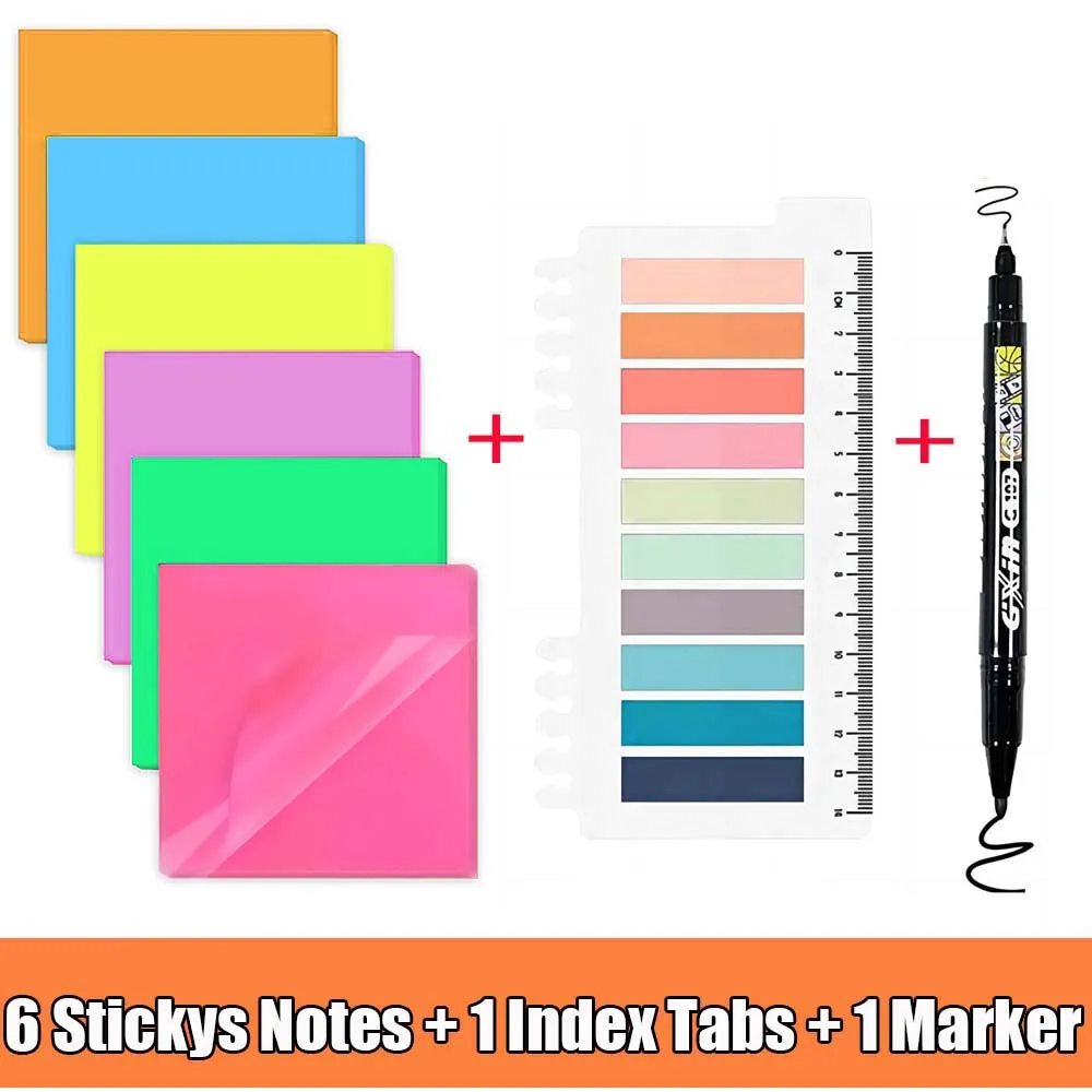 8 pcs/set Multicolor Transparent Waterproof Posted It Sticky Note Pads Notepads Posits For School Stationery Office Supplies
