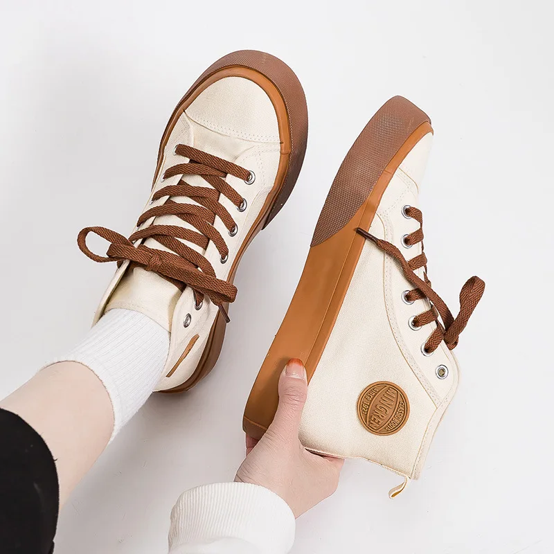 

2022 Spring Thick Bottom Japanese Style Women's Shoes Women High Top Vulcanized Shoes Ladies Casual Fashion Canvas Shoes