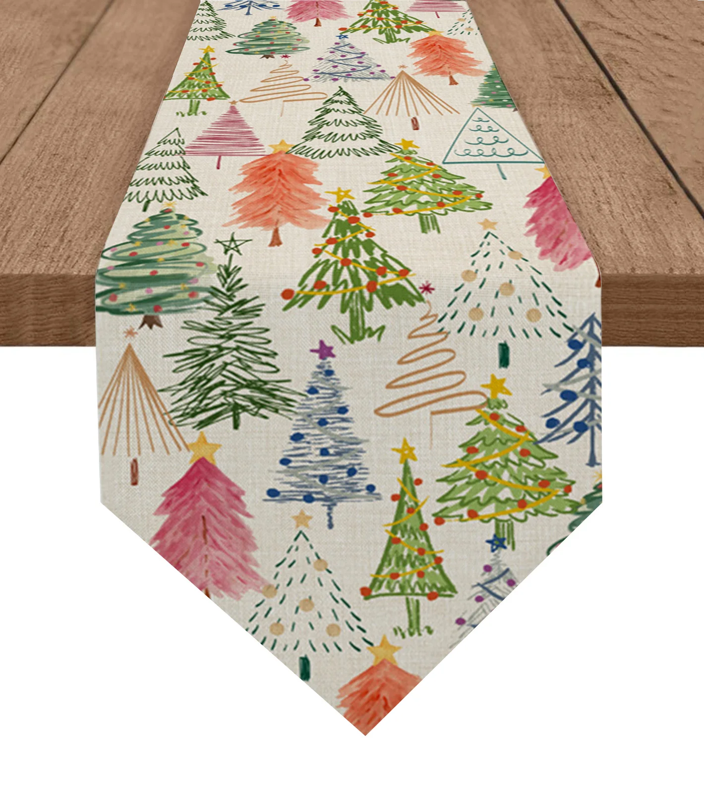 

Christmas Tree Watercolor Table Runner Christmas Party Dining Table Runner Placemat Home Kitchen Table Decor