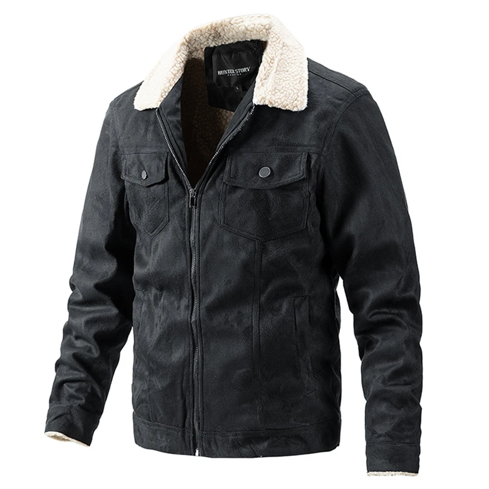 ERIDANUS 2022 New Hot Sale Deerskin Lambswool Lapel Men’s Jacket Fashion Casual Business Autumn Winter Jackets for Men MWJ307