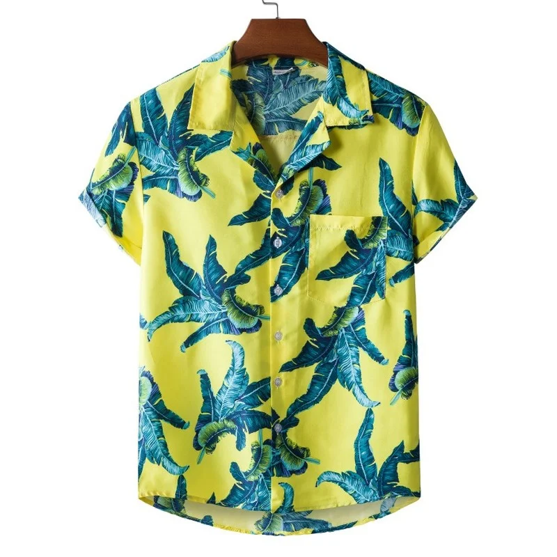 European Size Hawaiian Shirt Summer Floral Shirt Young Mens Shirts Short Sleeve Tee Streetwear Tops Men Clothing