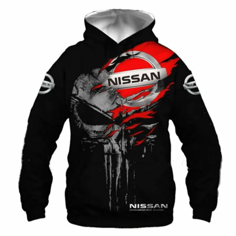 

3D Printed 2022FaShionable Iong Sleeve Spring And Autumn Nissan Car Iogo Pullover Hooded Zipper Sweatshirt