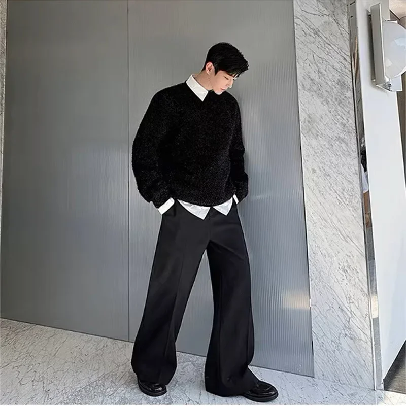 Свитер в стиле старых денег мужские яркие черные винтажные Свободные