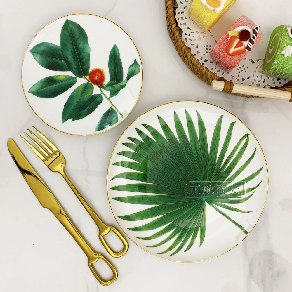 

Nordic Creative Round Salad Dessert Dinner Plate Simple Ceramic Tableware Household 4/6/8 Inch Western Snack Restaurant Flat