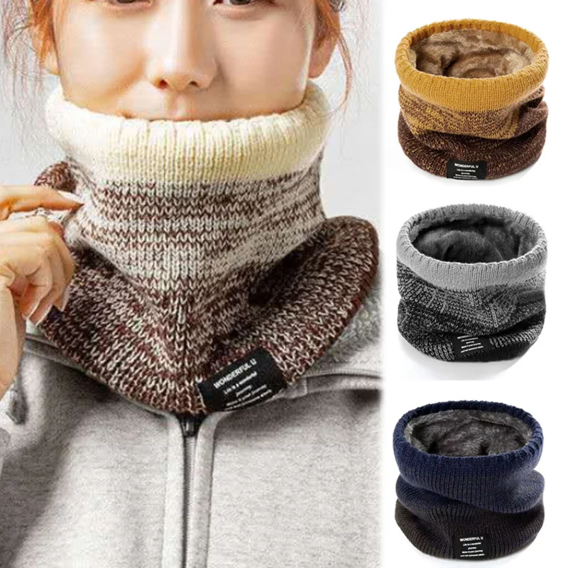

Мужской многофункциональный вязаный шарф, модная женская Лыжная маска, толстая кашемировая повязка на голову, однотонные зимние теплые толстые шарфы на шею, 2023