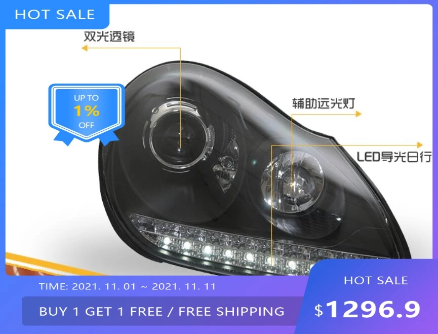 Фото Автомобильные фары и противотуманные фары LED/HID для Porsche Cayenne 2004-2008 годов, аксессуары для авто. №2