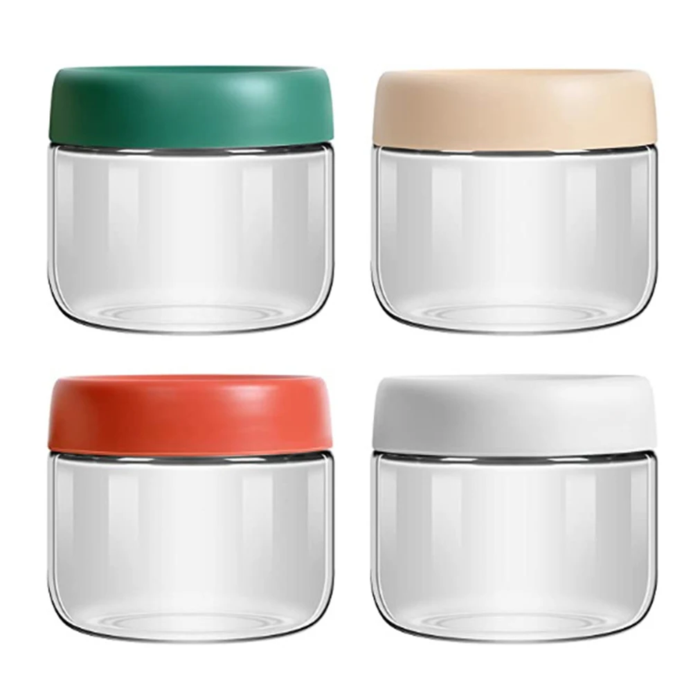 

4pc Kitchen Transparent Food Storage Container With Lids Durable Seal Pot Cereal Grain Bean Rice Sealed Plastic Milk Powder Jar