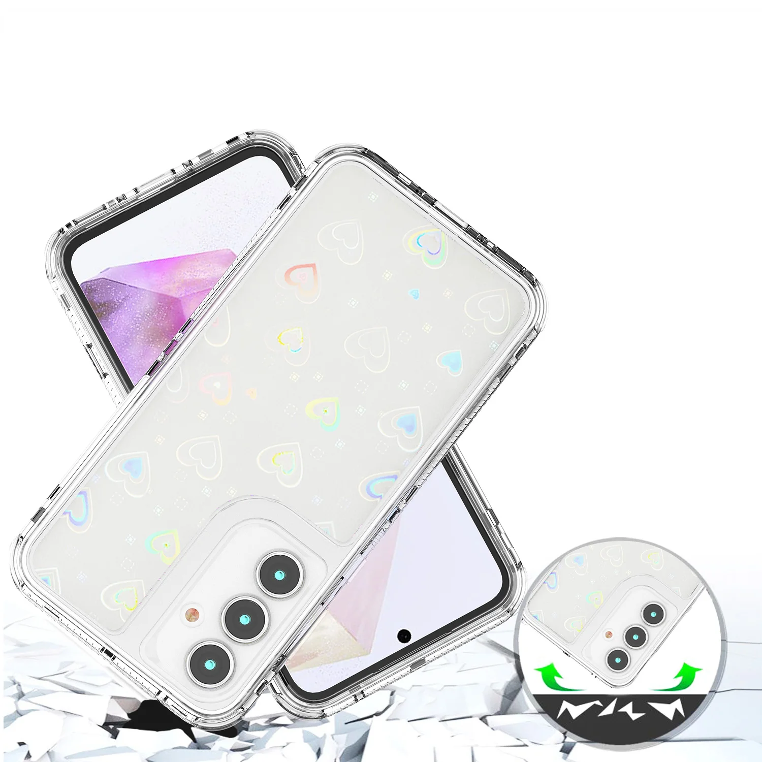 Фото Чехол для телефона с лазерным узором для Samsung Galaxy A37 A57 A07 4G, ударопрочная толстая задняя крышка без защитной пленки для экрана №5