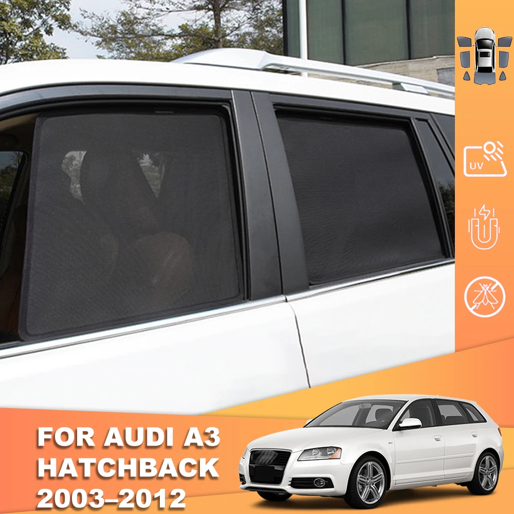 For Audi A3 8P Sportback 2003-2013 Car Sunshade Shield Magnetic Front Windshield Mesh Curtain Rear Side Window Sun Shade Visor