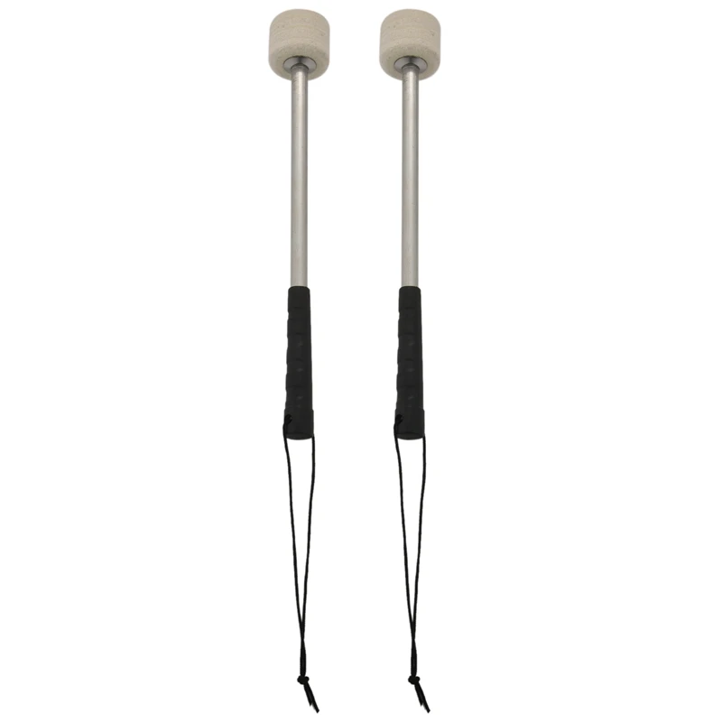 

Pack Of 2 Bass Drum Mallet Felt Head Percussion Mallets Timpani Sticks With Stainless Steel Handle, Beige White